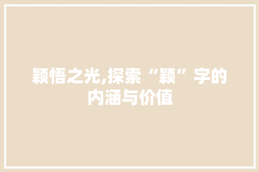 颖悟之光,探索“颖”字的内涵与价值