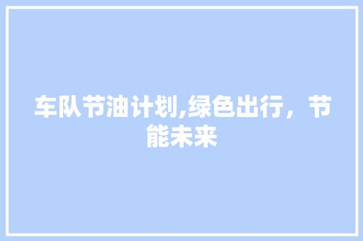 车队节油计划,绿色出行，节能未来