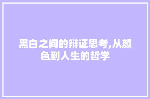 黑白之间的辩证思考,从颜色到人生的哲学
