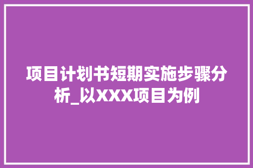 项目计划书短期实施步骤分析_以XXX项目为例