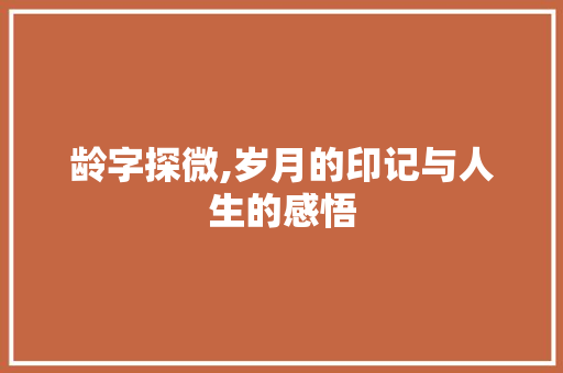 龄字探微,岁月的印记与人生的感悟