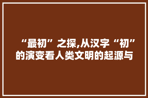 “最初”之探,从汉字“初”的演变看人类文明的起源与发展
