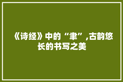 《诗经》中的“聿”,古韵悠长的书写之美