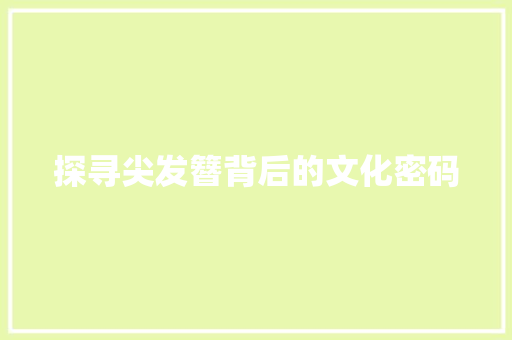 探寻尖发簪背后的文化密码