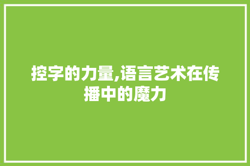 控字的力量,语言艺术在传播中的魔力