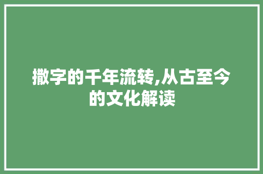 撒字的千年流转,从古至今的文化解读