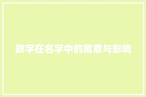 政字在名字中的寓意与影响