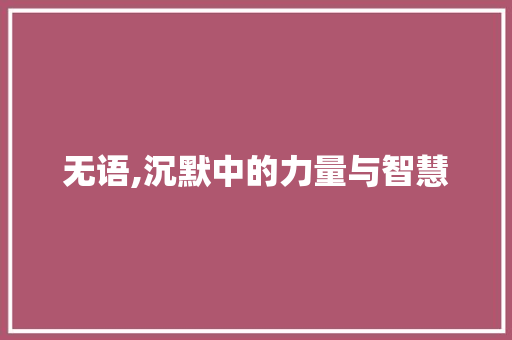 无语,沉默中的力量与智慧