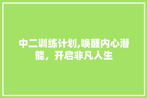 中二训练计划,唤醒内心潜能，开启非凡人生