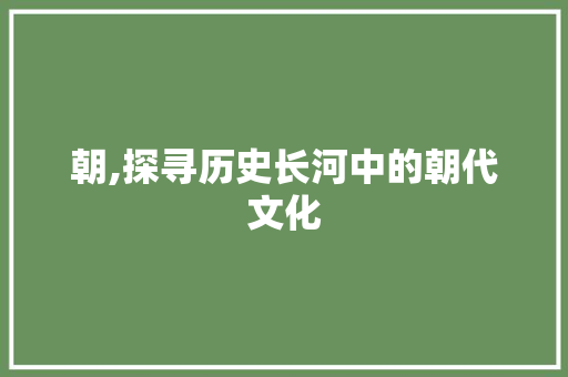 朝,探寻历史长河中的朝代文化