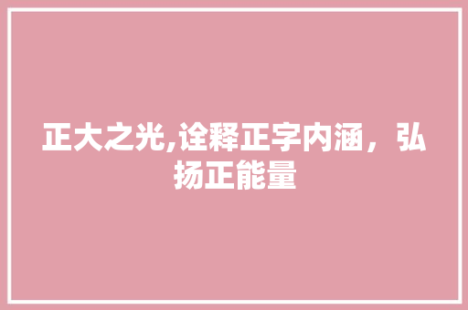 正大之光,诠释正字内涵，弘扬正能量