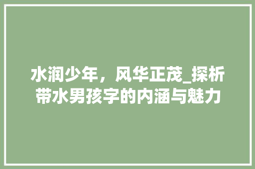 水润少年，风华正茂_探析带水男孩字的内涵与魅力