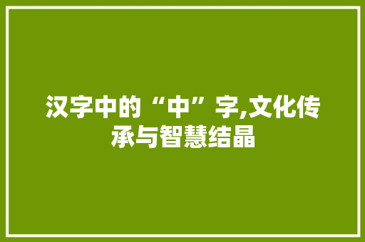 汉字中的“中”字,文化传承与智慧结晶