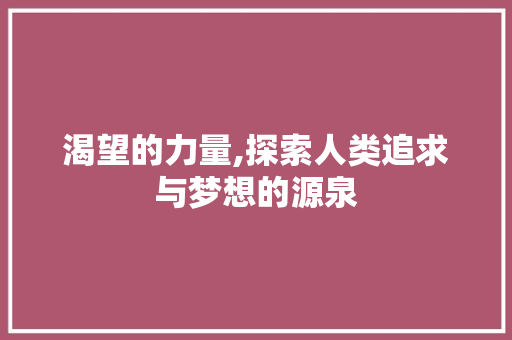 渴望的力量,探索人类追求与梦想的源泉