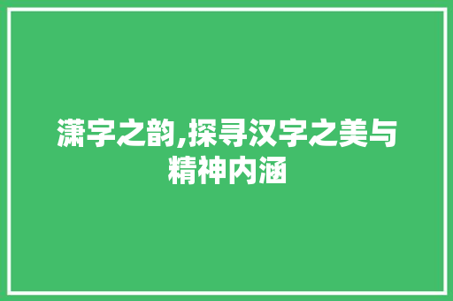 潇字之韵,探寻汉字之美与精神内涵
