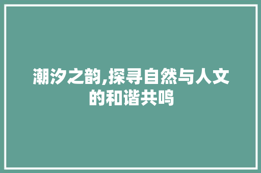 潮汐之韵,探寻自然与人文的和谐共鸣