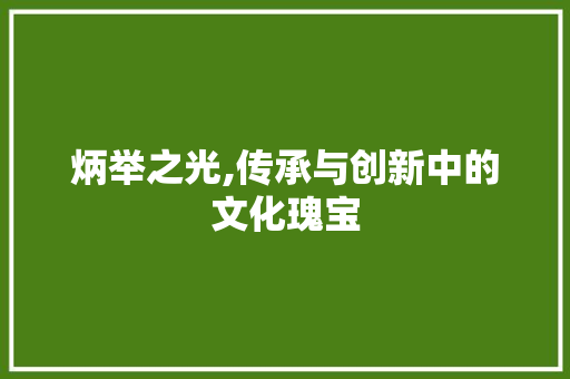 炳举之光,传承与创新中的文化瑰宝
