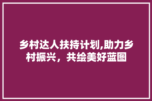乡村达人扶持计划,助力乡村振兴，共绘美好蓝图