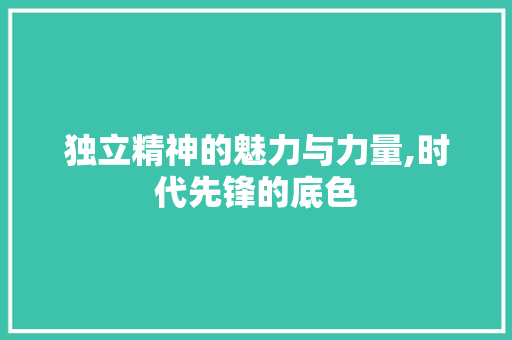 独立精神的魅力与力量,时代先锋的底色