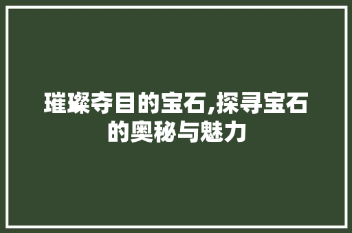 璀璨夺目的宝石,探寻宝石的奥秘与魅力 工作报告