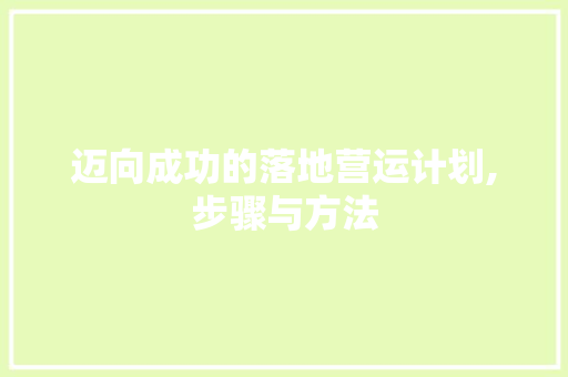 迈向成功的落地营运计划,步骤与方法