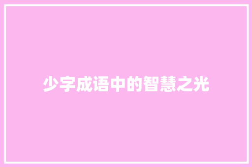 少字成语中的智慧之光