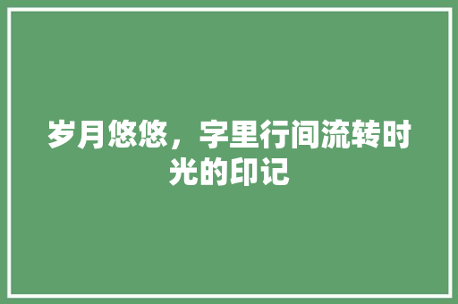 岁月悠悠，字里行间流转时光的印记