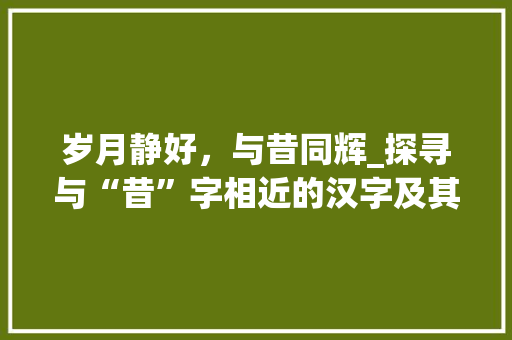 岁月静好，与昔同辉_探寻与“昔”字相近的汉字及其文化内涵