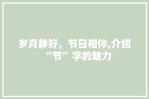 岁月静好，节日相伴,介绍“节”字的魅力