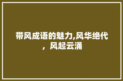 带风成语的魅力,风华绝代，风起云涌