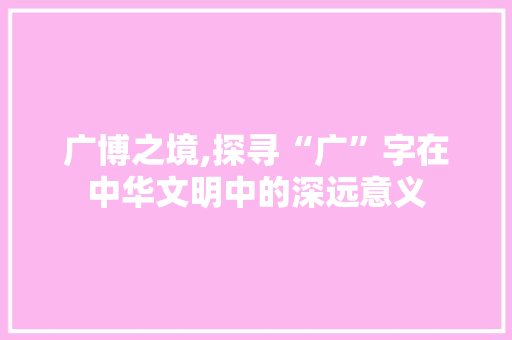 广博之境,探寻“广”字在中华文明中的深远意义