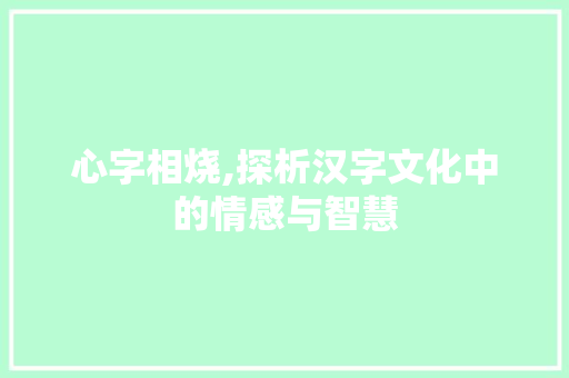 心字相烧,探析汉字文化中的情感与智慧
