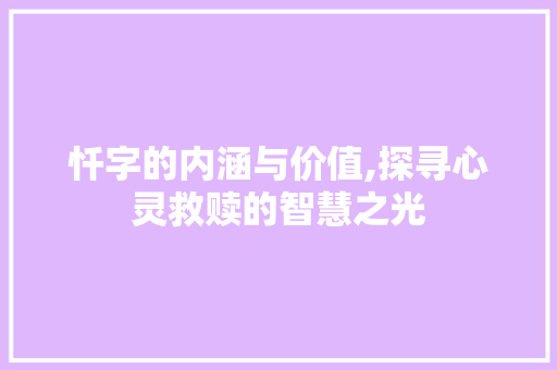 忏字的内涵与价值,探寻心灵救赎的智慧之光