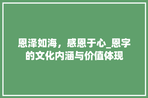 恩泽如海，感恩于心_恩字的文化内涵与价值体现 工作总结