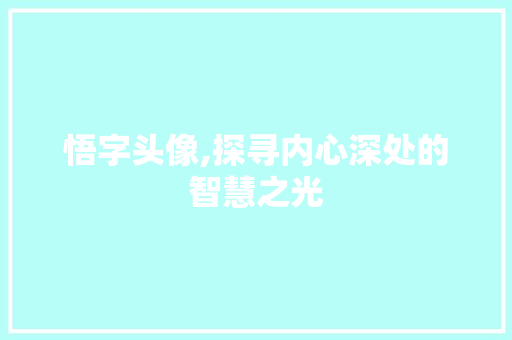 悟字头像,探寻内心深处的智慧之光