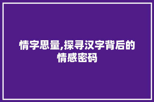 情字思量,探寻汉字背后的情感密码 工作总结