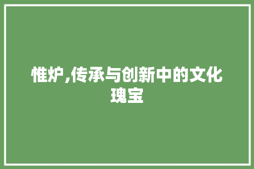惟炉,传承与创新中的文化瑰宝 采访稿