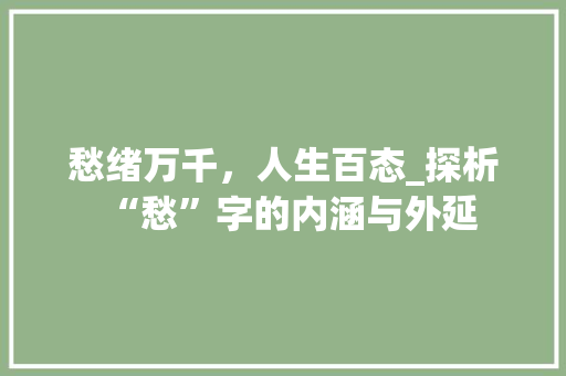 愁绪万千，人生百态_探析“愁”字的内涵与外延 采访稿