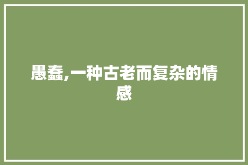 愚蠢,一种古老而复杂的情感 工作报告