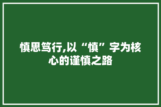 慎思笃行,以“慎”字为核心的谨慎之路 生活随笔