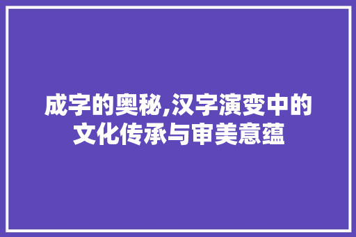 成字的奥秘,汉字演变中的文化传承与审美意蕴