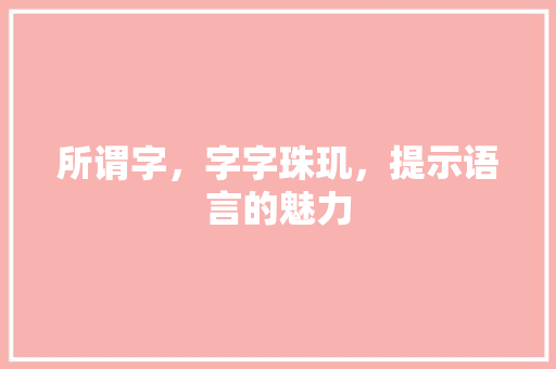 所谓字，字字珠玑，提示语言的魅力
