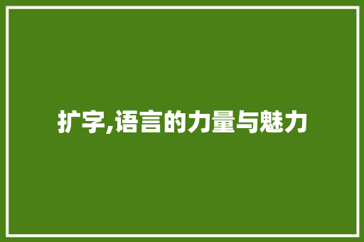 扩字,语言的力量与魅力 特写稿
