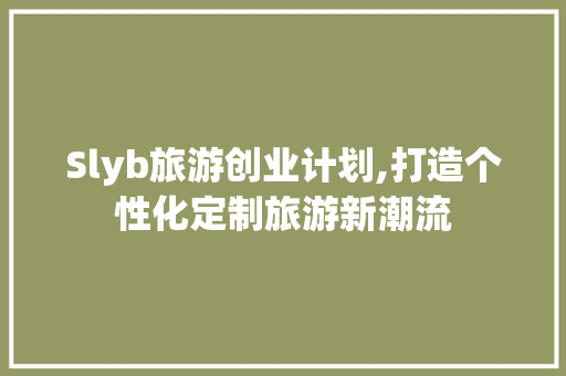 Slyb旅游创业计划,打造个性化定制旅游新潮流
