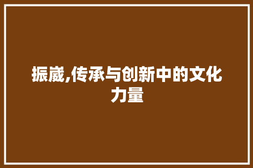 振崴,传承与创新中的文化力量