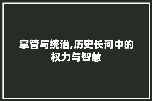 掌管与统治,历史长河中的权力与智慧