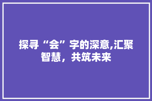 探寻“会”字的深意,汇聚智慧，共筑未来 生活类