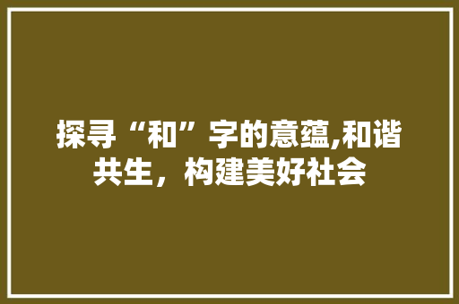 探寻“和”字的意蕴,和谐共生，构建美好社会 工作类