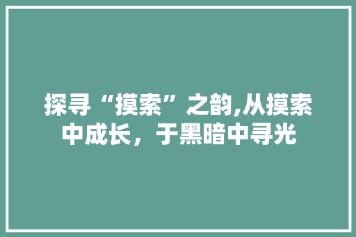 探寻“摸索”之韵,从摸索中成长，于黑暗中寻光