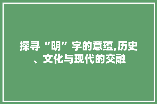 探寻“明”字的意蕴,历史、文化与现代的交融